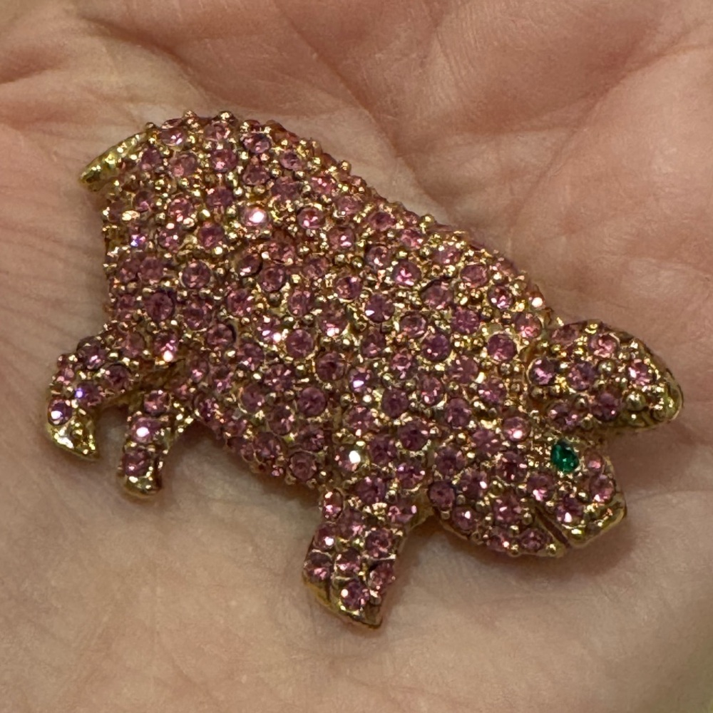 Vintage Pink pig rhinestone brooch bling pin unique farm gift
Vegan animal - Picture 7 of 7